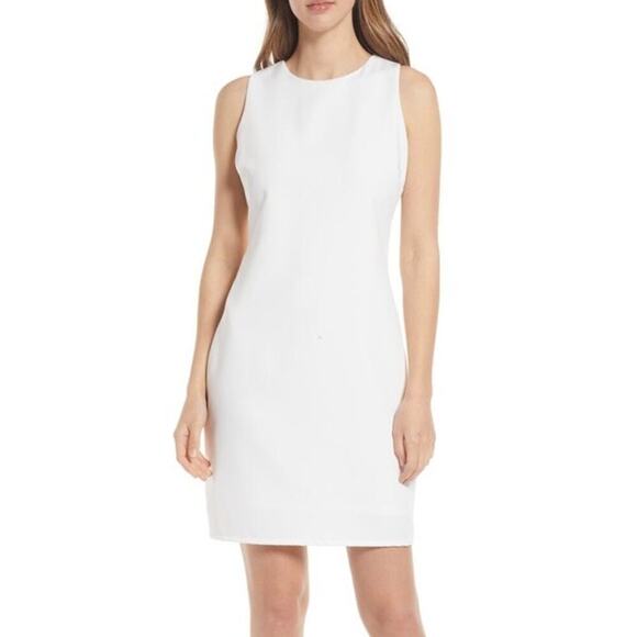 Sam Edelman Dress Bow Back Jewel Neck Sleeveless Sheath Mini White NWT Size 12 - Picture 1 of 9